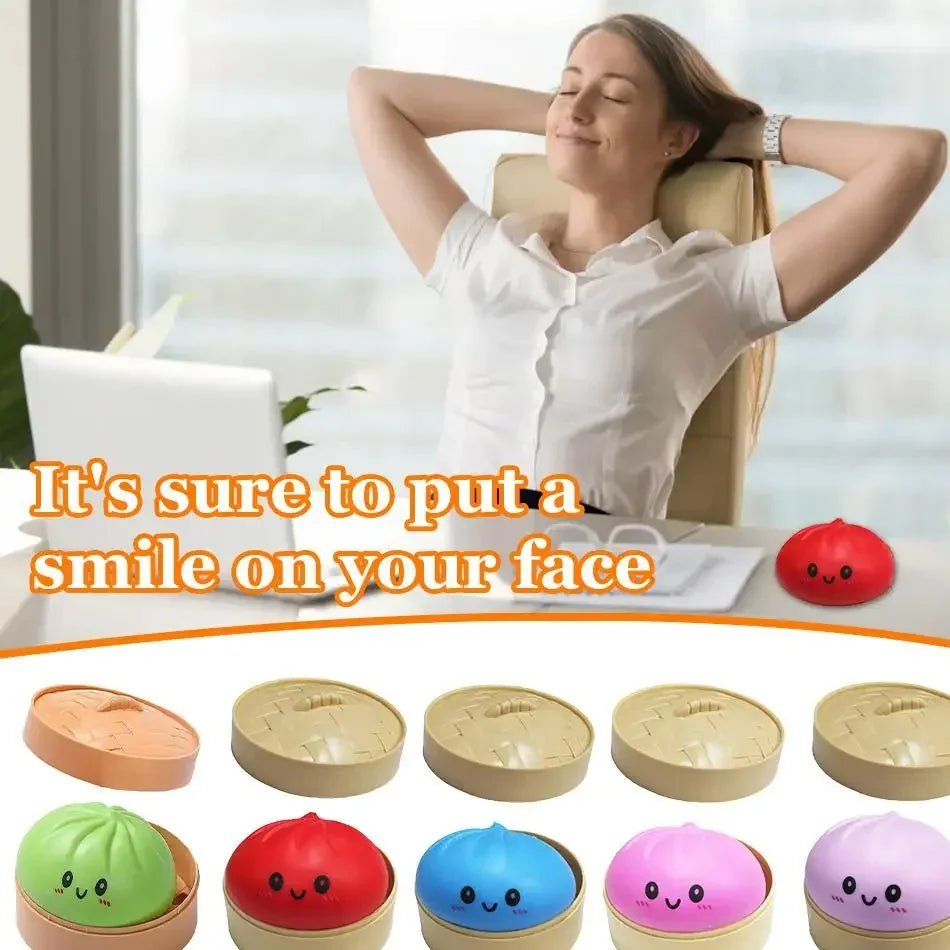 Dumpling Pressure Dumpling Squishies Cute Colorful Bun Toy Slow Rising Stress Relief Fidget Toy for Kids Adults Anti-Anxiety Gif