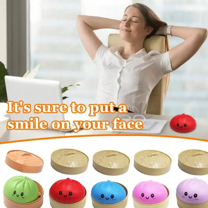 Dumpling Pressure Dumpling Squishies Cute Colorful Bun Toy Slow Rising Stress Relief Fidget Toy for Kids Adults Anti-Anxiety Gif