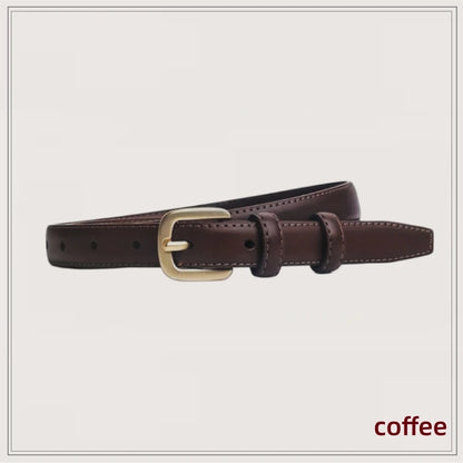 Ladies' slim fit waist belt - PU leather solid color gold buckle, suitable for skirts and pants, suitable for daily leisure, wed