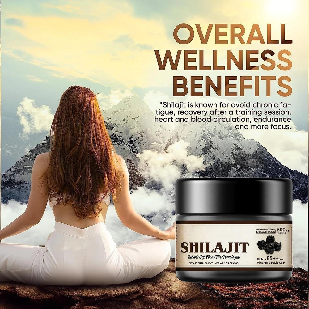 Shilajit Pure Himalayan Organic Shilajit Resin - with Fulvic Acid & 85+ Trace Minerals Complex for Energy & lmmune Support 600mg