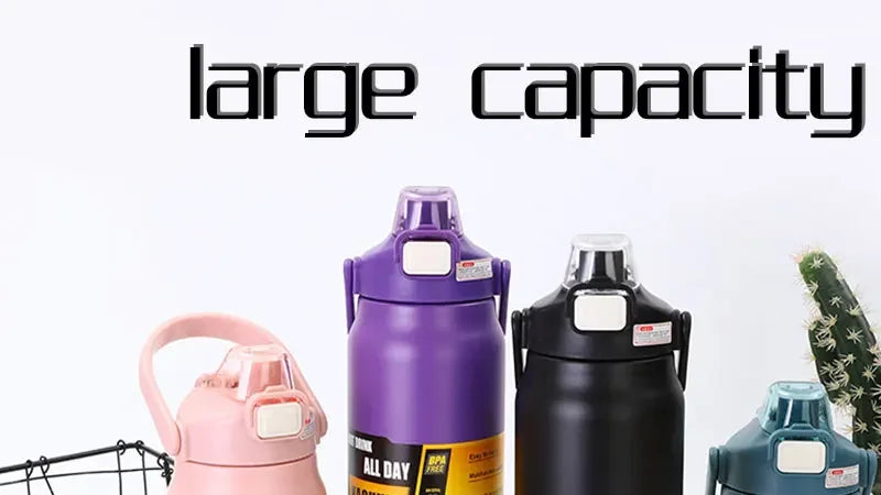Stainless Steel Vacuum Bottle Large Capacity 1.2L/1.5L Insulated Thermo Water Flask Dual Use Lids Direct Straw Sport Gym Tumbler