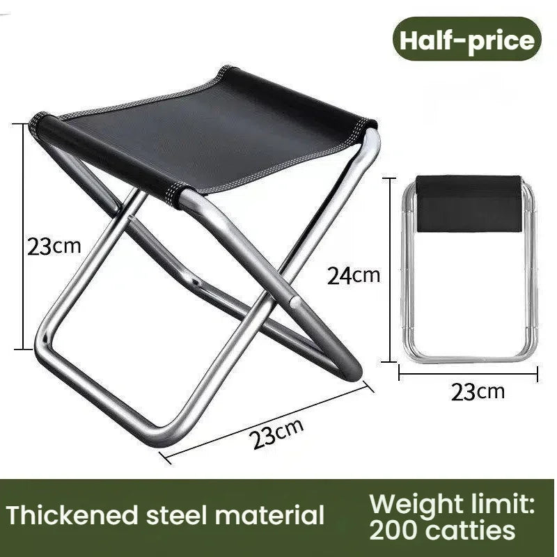 Portable Folding Stool for Adults, Black Lightweight Camping Seat, Compact Design for Fishing, Hiking, Gardening, Beach Activiti