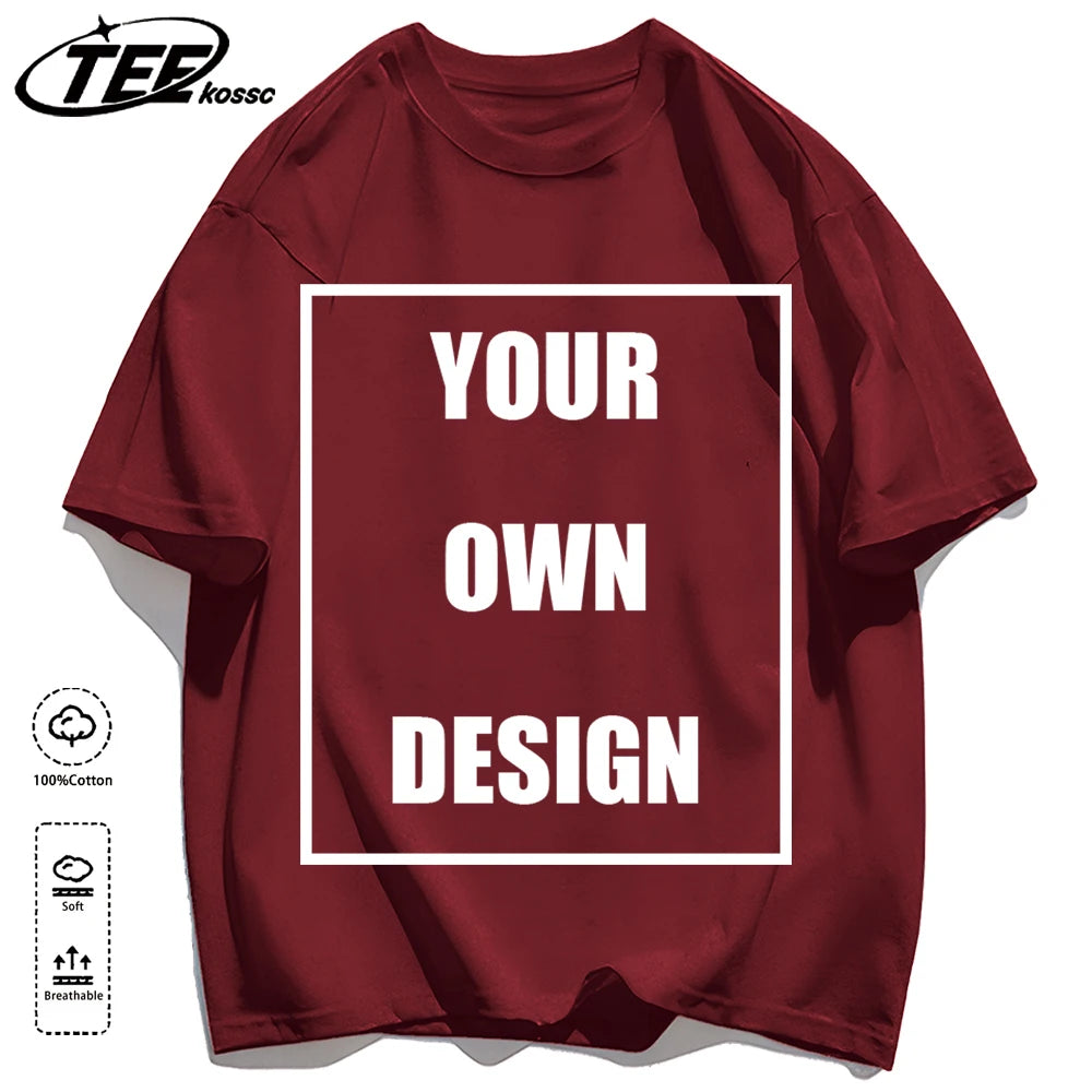 Men's Personalized T-shirt 100%Cotton Tee Custom Shirt Make Your Design Logo Text Men Women Design Your Gift Couple Tshirt