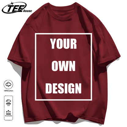 Men's Personalized T-shirt 100%Cotton Tee Custom Shirt Make Your Design Logo Text Men Women Design Your Gift Couple Tshirt