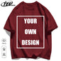 Men's Personalized T-shirt 100%Cotton Tee Custom Shirt Make Your Design Logo Text Men Women Design Your Gift Couple Tshirt