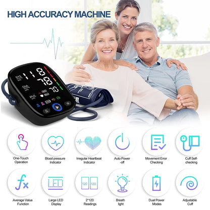 Digital Blood Pressure Monitor Upper Arm Automatic BP Cuff Machine Tonometer LED Sphygmomanometer for Home Use Health Care