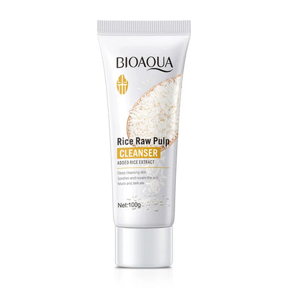 BIOAQUA Rice Raw Pulp Facial Cleanser Face Wash Foam Face Cleanser Moisturizing Whitening Anti-aging Facial Skin Care Products