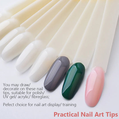 50Pcs Oval Fan-Shaped Swatch Sticks with round Tips for Nail Art Gel Polish Display And Organization