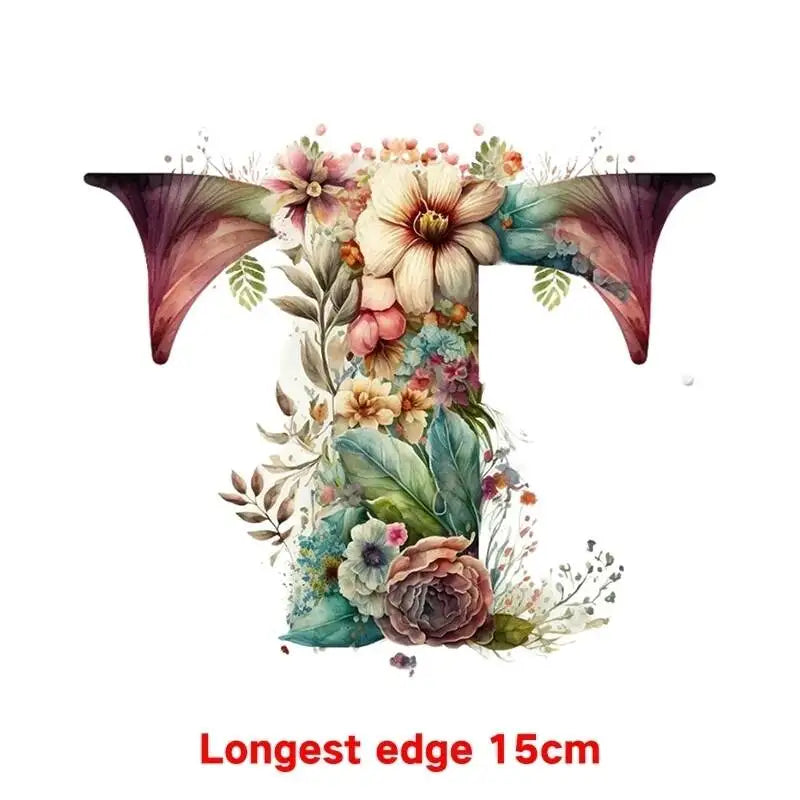 15cm Cartoon Flower Alphabet Heat Transfer Heat Press Printed Accessories PatchDIY children's clothing decoration sticker