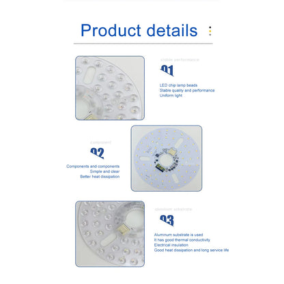 LED Ring Panel Circle Light AC 110V/220V 15/18/24W Replacement Round Ceiling Board Circular Lamp Board Ceiling Fan LED Module