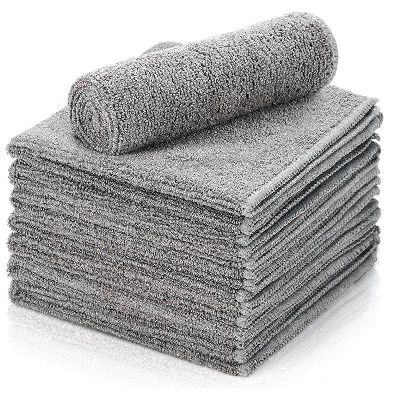 1/100PCS Gray Bamboo Charcoal Thickened Super Absorbent Dishcloth Anti-grease Kitchen Wiping Rags Microfiber Cleaning Cloths