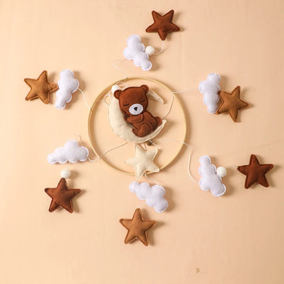 Baby Soft Felt Cartoon Wool Ball Seashell Rattles Hanging Bed Bell Newborn Mobile Crib Wooden Bracket Montessori Education Toys