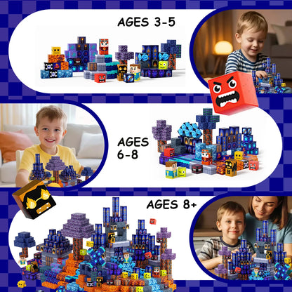 200PCS Light Up Magnetic Building Blocks Tiles, STEM Educational Building Blocks for Kids Ages 3+, Montessori Toddler Toys