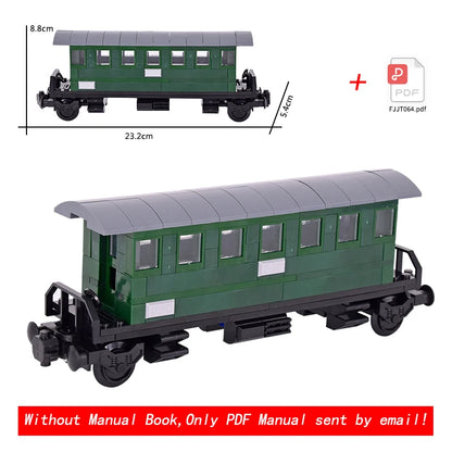 Vintage Dual Cab Train MOC Blocks, Detailed Retro Railway Locomotive, Educational DIY Toy for Train Fans, No Paper Manual