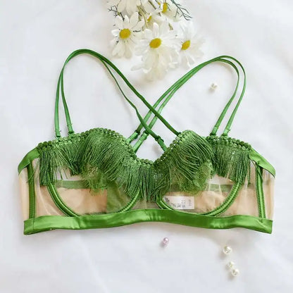 BANERDANNI Light Luxury Sexy French Backless Bra Set - Sheer Mesh Minimizer Bralette Ultra-Thin Lace Lingerie Limited Stock Sale
