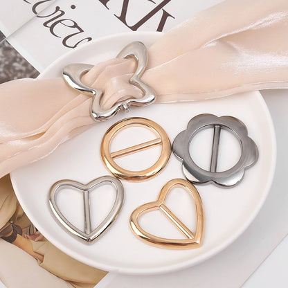 T-shirt Heart Butterfly Scarf Brooches Silk Scarf Buckle Brooch Shawl Ring Clip Scarves Fastener Knotted Button Pin Accessories