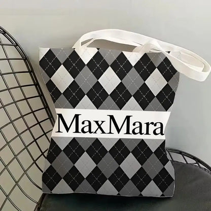 M-Max MaraS Brand Storage Bags Canvas Tote Bag Double-Sided Print Lightweight Shoulder Shopping Handbag for Daily Use