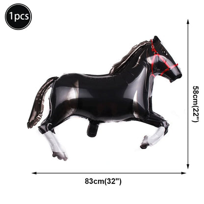 1pc Oversized Horse Balloon Cowboy Giant Horse Aluminum Film Balloon Farm Animal Horse Theme Birthday Party Decoration Kids Toys