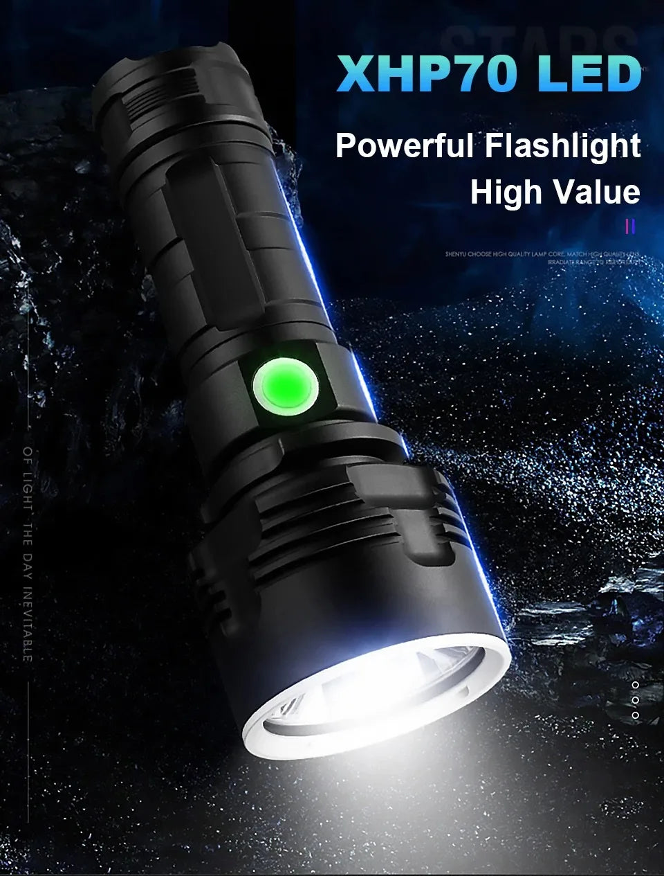 Tactical Torch High Power XHP70 LED Flashlight USB Rechargeable Lantern Waterproof Lamp Ultra Bright Lantern For Camping Outdoor