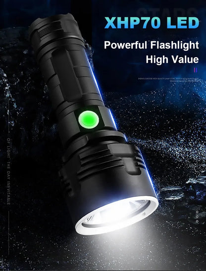 Tactical Torch High Power XHP70 LED Flashlight USB Rechargeable Lantern Waterproof Lamp Ultra Bright Lantern For Camping Outdoor