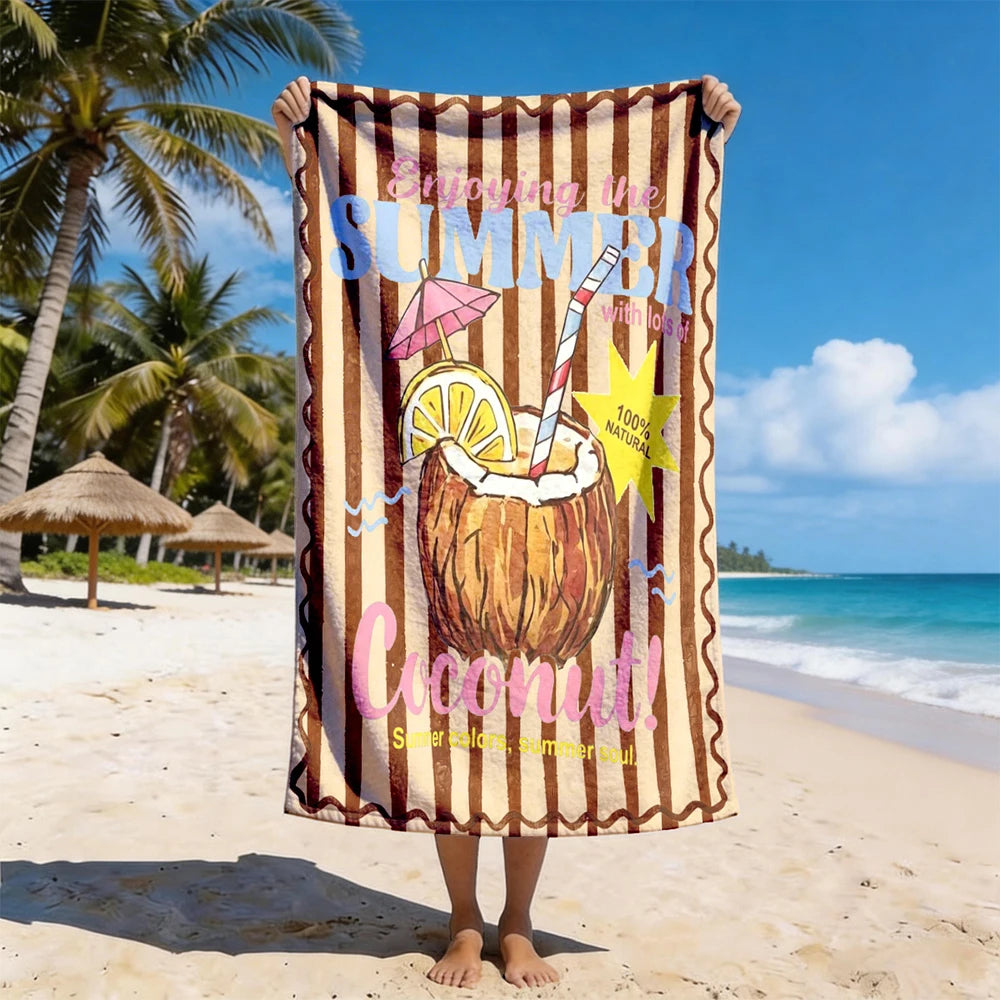 1pc Summer Vibes Beach Towel Collection: Cute & Stylish Printed Quick Dry Beach Blankets