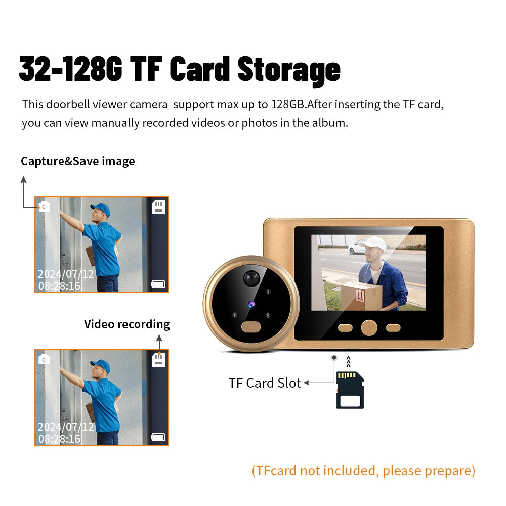 2.8" LCD Screen IR Night vison PIR Motion Detection Digital Electronic Viewer Bell Door Peephole HD Camera Photo Video Recording