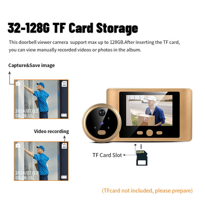 2.8" LCD Screen IR Night vison PIR Motion Detection Digital Electronic Viewer Bell Door Peephole HD Camera Photo Video Recording
