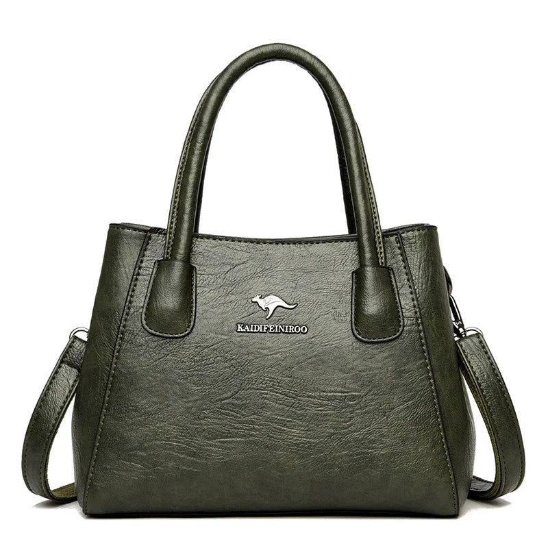 2 Pockets Solid Color Bucket Bag Leather Shoulder Bag for Women 2024 Luxury Handbags Women Bag Designer Elegant Lady Hand Bag