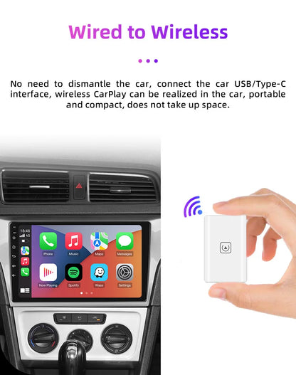 TIMEKNOW Wireless CarPlay Adapter for Apple iPhone Wired to Wireless Carplay Dongle Plug And Play USB Connection Auto Car Dongle