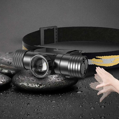 LED Wave Hand Induction Headlamp Sensor Headlight USB C 18650 Magnetic Tail Head Torch Camping Hunting Lamp Zoomable Flash light