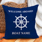 Custom Boat Name Pillow Covers Personalized Nautical Anchor Cushion Cases for Yacht Home Decor Beach House Welcome Aboard
