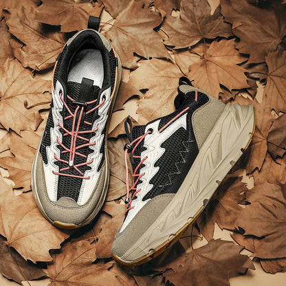Men's Hiking Shoes Breathable Mesh Leather Upper Non-slip Rubber Sole Outdoor Casual Trekking Walking Shoes Size 39-45