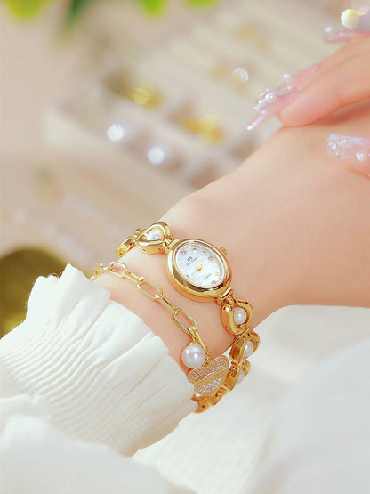 UTHAI Women's Watch Brand Japanese Style Light Luxury Simple Pearl Bracelet Jewelry Waterproof Female Fashion Clock Watches Gift