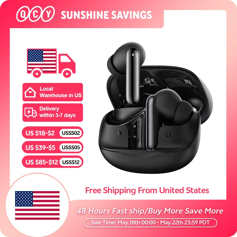 QCY Melobuds N50 ANC Bluetooth 5.4 Słuchawki Bezprzewodowe z Aktywną Redukcją Szumów 6 Mikrofonów Czyste Połączenia Wielopunktowe