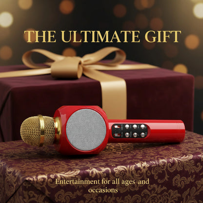 Wireless Bluetooth Karaoke Microphone Speaker, Portable Handheld Mic with HIFI Sound, Echo, LED Light for Singing, Party, Gift