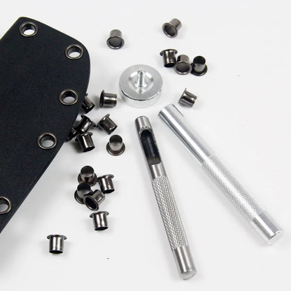 Eyelet Hole Punch Tool Kit  with 50 eyelets 6mm 7mm Gunmetal Finish for DIY Kydex Sheath Kydex Eyelet