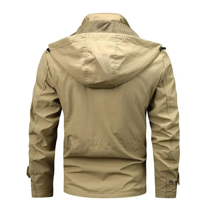 2025 New Men's Sports Jacket Thin Outdoor Quick Dry Loose Multi-Pocket Outerwear Waterproof Windproof Casual Spring Autumn Coat