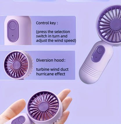 USB Mini Rechargeable Portable Fan with 3 Speeds, Handheld Fan for Gift Choice, Perfect For Office, Outdoor, Travel, Camping