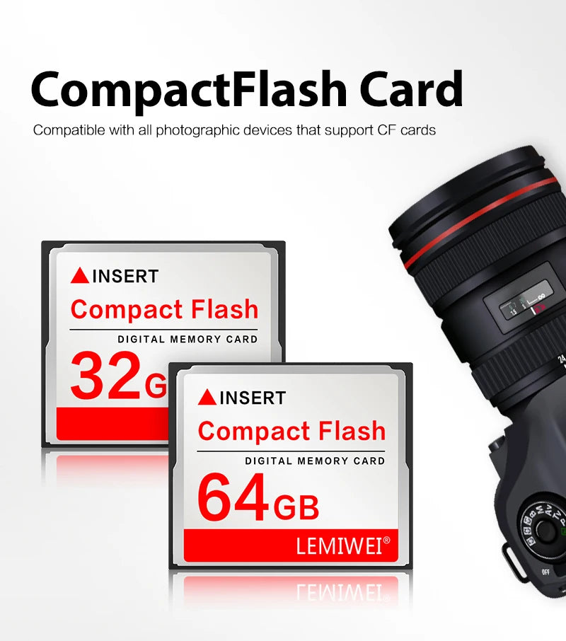 Lemiwei Memory Card 256MB 512MB Compact Flash Card 1GB 2GB 4GB CF Card 8GB 16GB 32GB 64GB Compactflash Card For Camera