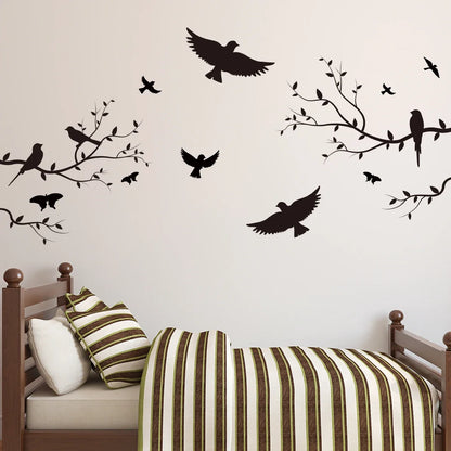 1Pc Branch Bird Silhouette Wall Stickers for Kids Room Decoration Living Room Decor Children's Home Bedroom Wall Decals DIY