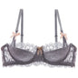 French Pure Passion Bow Shaped Shoulder Strap Lace Sexy Half Cup Push Up Bra Set Women's Thin Lingerie Big Breast Small Cup S-XL