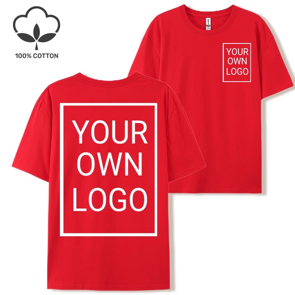 Double Sided Customized LOGO Picture Women T-Shirt Summer Y2K Loose Short Sleeves Comfortable T Shirts Crewneck DIY Tee Tops