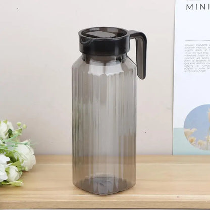 1.1L Large Capacity Ribbed Pitcher With Lid And Handle Transparent Water Jug Drink Storage Pot For Home And Office Use