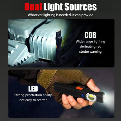 Super Bright Keychain Flashlight Mini COB Portable Work Light USB Rechargeable Outdoor Camping Fishing Pocket Lamps With Magnet