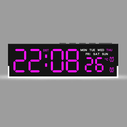 LED Digital Alarm Clock Temperature Week 2 Alarms Ambient Light Brightness Adjustment Bedside Electronic Table Clock USB Powered