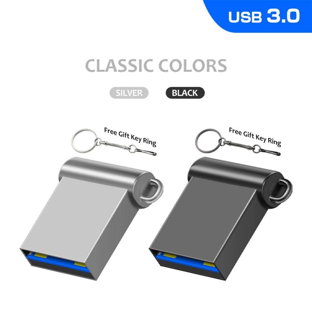 Mini USB 3.0 Pendrive 1TB 512GB 128GB Silvery External Storage Metal Memory Flash Drive USB Storage Key Pen Drive For Computer