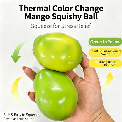 Color Changing Mango Squishy Fidget Toy Soft Thermal Squeeze Stress Relief Toy Simulation Fruit Decompression Toy for Adult Gifs