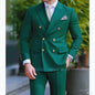 Elegant 2 Piece Wedding Men Suits Slim Fit Peak Lapel Double Breasted Blazer Pants Formal Business Groom Tuxedos Office Dinner