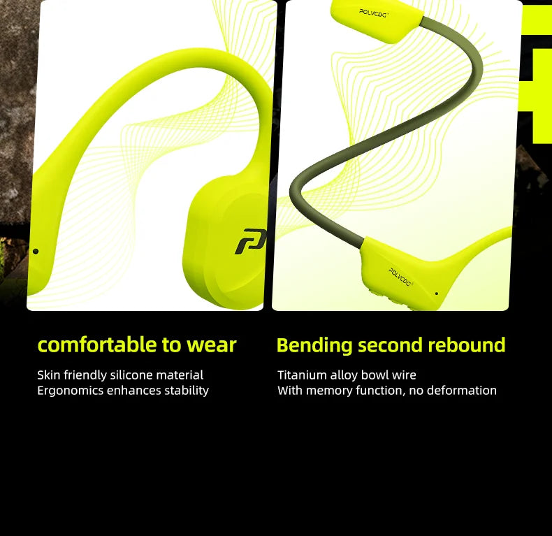 POLVCDG x34 Bone Conduction Swimming Earphones 32GB Memory IPX8 Waterproof Outdoor Trail Running ClimbingRock Climbing Earphones
