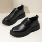 Men Chunky Sole Leather Oxford Shoes, Lace-up Non-slip Formal Footwear for Work, Wedding and Daily Business Occasions